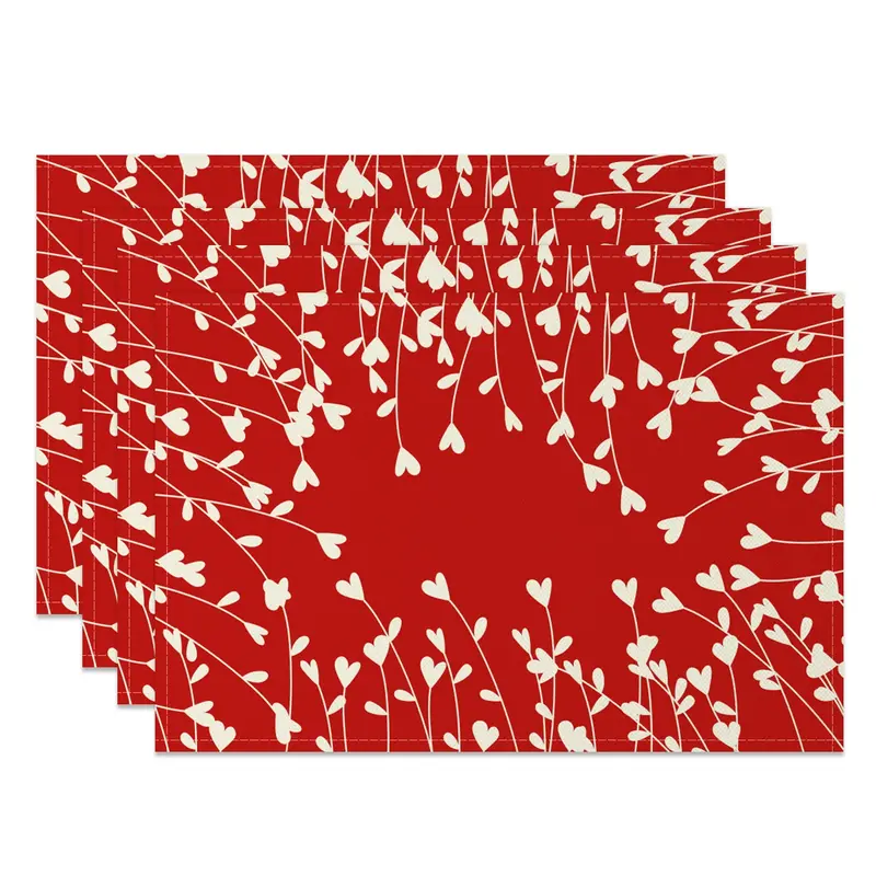Aperturee Romantic Red Love Valentines Day Set Of 4 Placemats, 14x12 Inch, 15.8 USD, NYJY00402-S, placemats