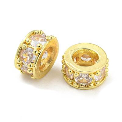 Brass Micro Pave Cubic Zirconia European Beads