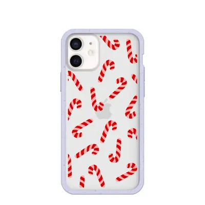 Clear Candy Cane Chaos iPhone 12 Mini Case With Lavender Ridge