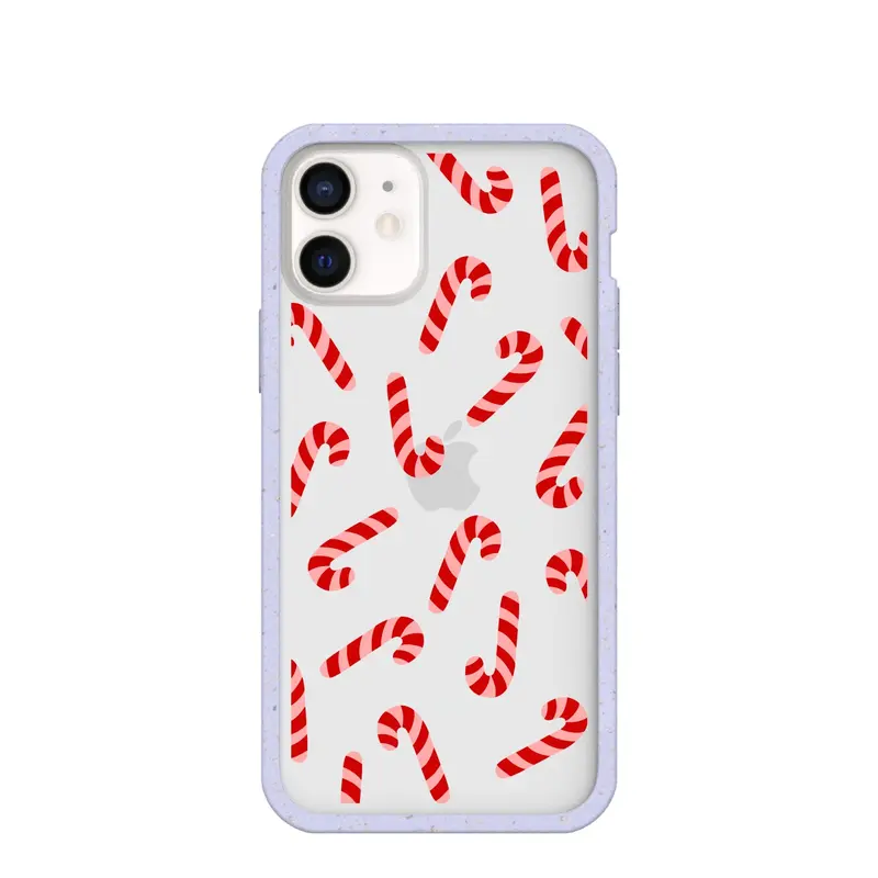 Clear Candy Cane Chaos iPhone 12 Mini Case With Lavender Ridge