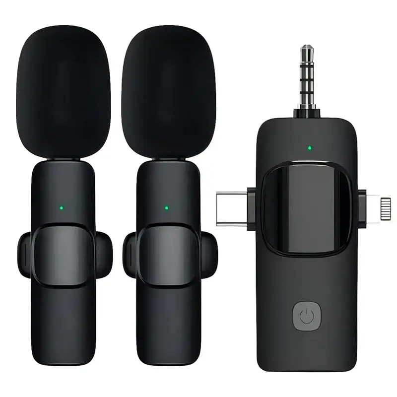 3 in 1 Universal Wireless Lavalier Microphone with Receiver, 3.5mm Professional Mini Microphone, Audio Video Recording For An...