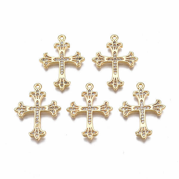 Brass Micro Pave Clear Cubic Zirconia Pendants