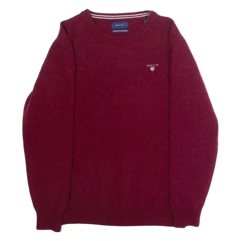 GANT Womens Jumper Red Crew Neck Tight Knit Wool L
