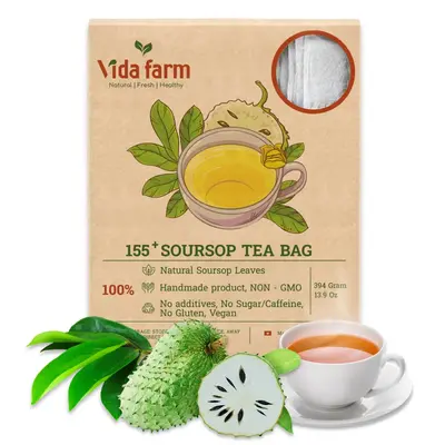 Soursop Tea Bags, 100% Natural Pure Soursop Leaves Herbal Tea Bag, Soursop Leaves Dried, Pleasant Natural Taste, Caffeine Fre...