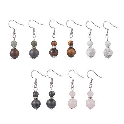 Natural Mixed Gemstone Gourd Dangle Earrings