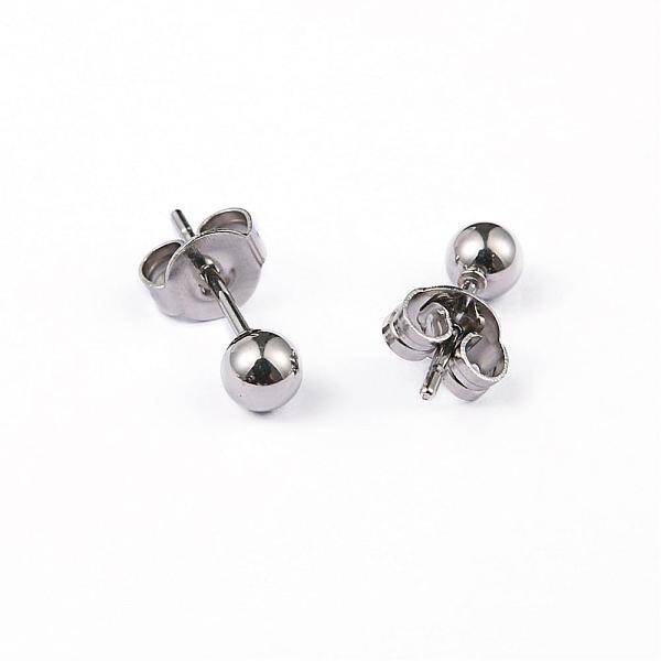Tarnish Resistant 304 Stainless Steel Ball Stud Earrings