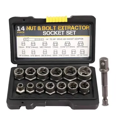 lmpact Bolt & Nut RemoverSet, 13+1 Pieces Bolt Extractor ToolSet with Solid Storage Case