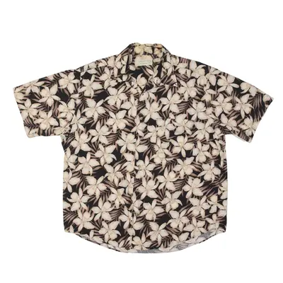 CROSSINGS Hawaiian Shirt Black Floral Short Sleeve Mens L