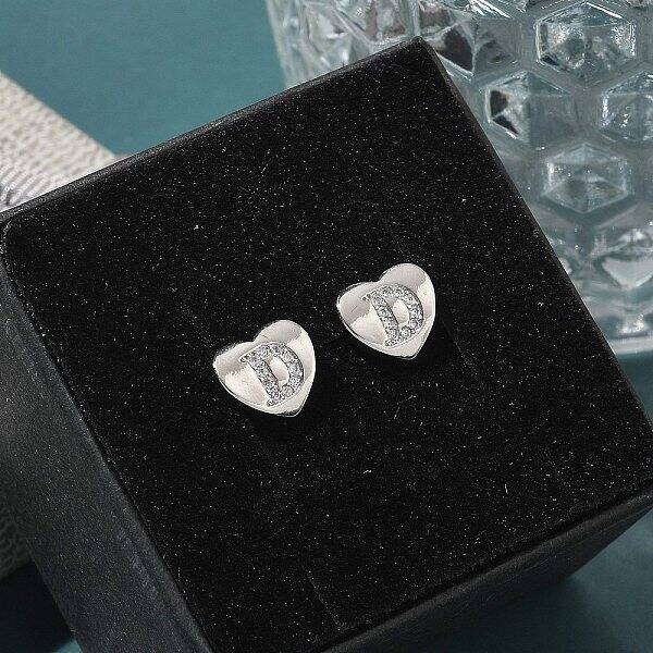 Rack Plating Brass Micro Pave Clear Cubic Zirconia Stud Earrings