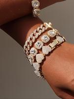 Elegant Heart Design Rhinestone Decorated Bracelet Set, Fashion Jewelry for Party, Daily Clothing Decor, Trendy All-match & E...