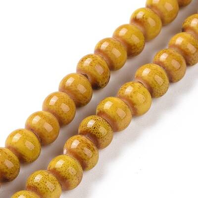 Handmade Fancy Antique Glazed Porcelain Ceramic Round Beads Strands