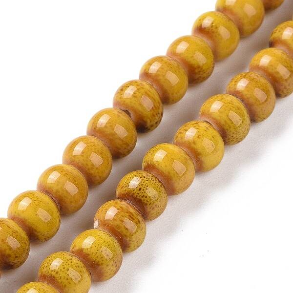 Handmade Fancy Antique Glazed Porcelain Ceramic Round Beads Strands