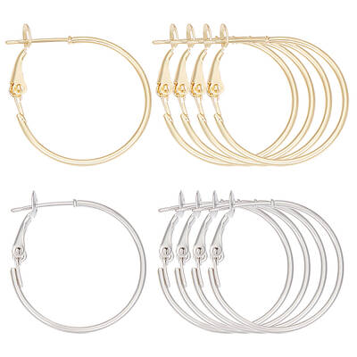 24Pcs 2 Colors Brass Hoop Earring Findings