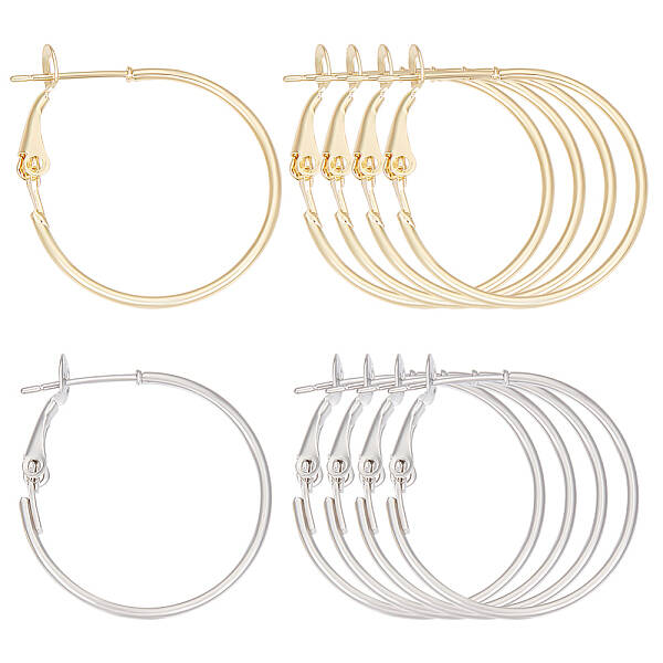 24Pcs 2 Colors Brass Hoop Earring Findings