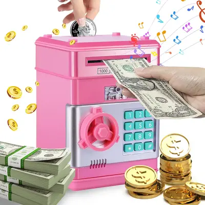 ATM Bank Electronic Coin Money Piggy Bank, Money Cash Coin Can Saving Box Electronic Money Safe Bank with Auto Scroll Paper M...