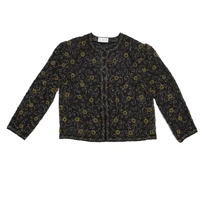 SCALA Embellished Button-Up Black Long Sleeve Womens M