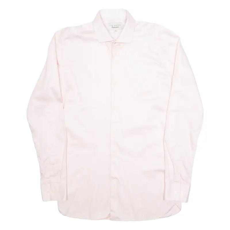 TED BAKER Endurance Mens Plain Shirt Pink Long Sleeve M