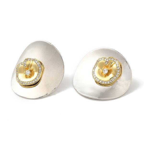 Rack Plating Brass Micro Pave Clear Cubic Zirconia Stud Earrings