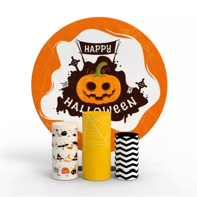Aperturee Party Event Pumpkin Halloween Round Backdrop Kit | Diy Halloween Photo Backdrop | Halloween Backdrop Decorations | ...