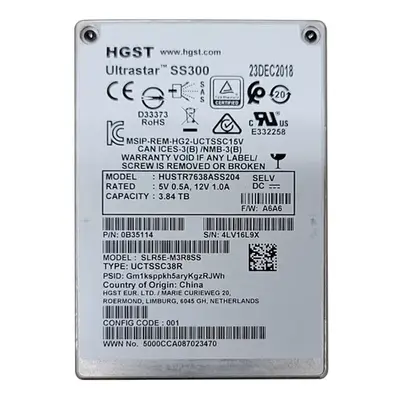 HUSTR7638ASS204 HGST Ultrastar DC SS300 Series 3.84TB Triple-Level-Cell SAS 12Gb/s Read Intensive (ISE) 2.5-inch Solid State ...