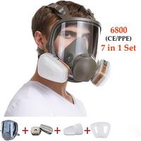 Full Facepiece Reusable 6800 Mask - 7 in 1 Full Face Cover Filter Respirator Mask, Wide Field View Protector, Safety Construc...