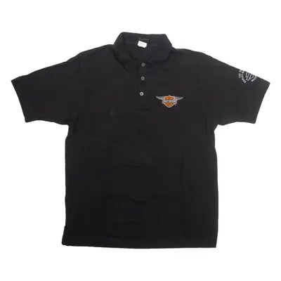 HARLEY DAVIDSON Mens Polo Shirt Black L