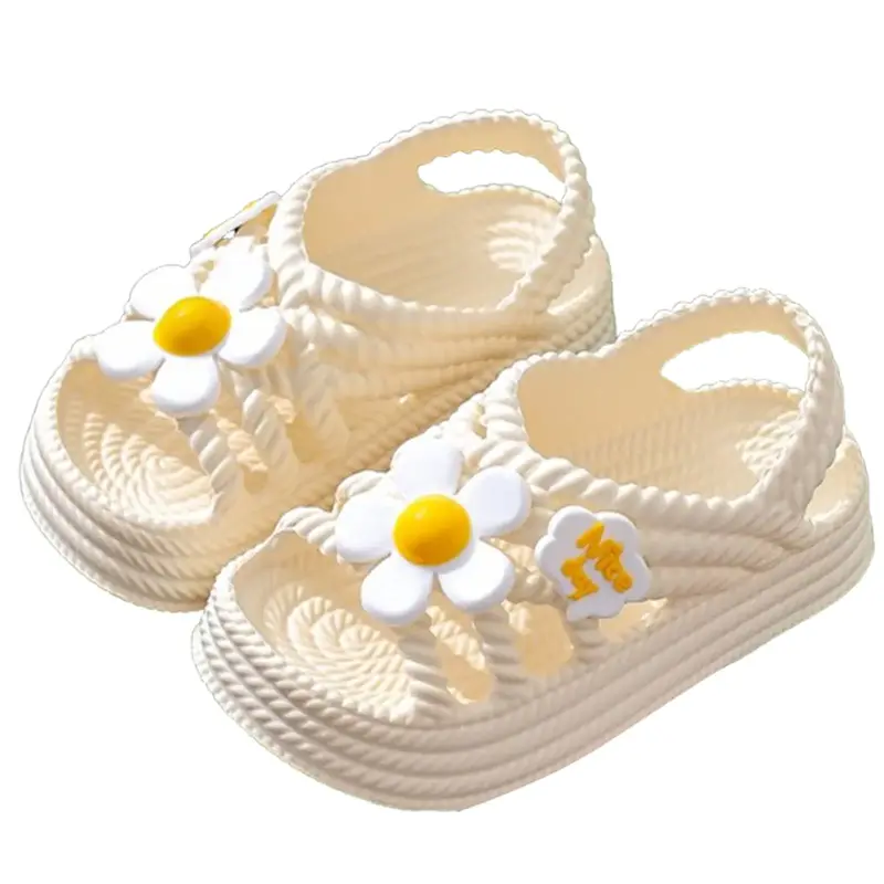 Little Kids Girl Summer EVA Sandals Anti-slip Soft Sole Flower Shoes for Outdoor, School, Party