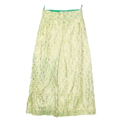 Womens A-Line Skirt Gold Long Floral M