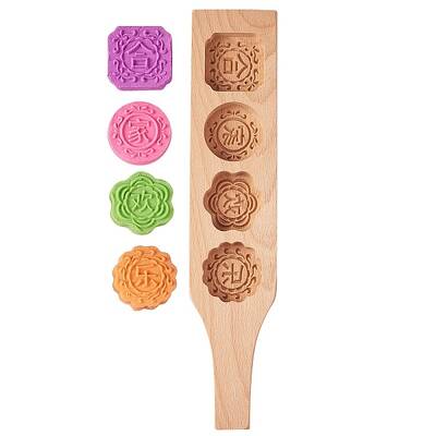 Flat Round & Square & Flower Wooden Press Mooncake Molds