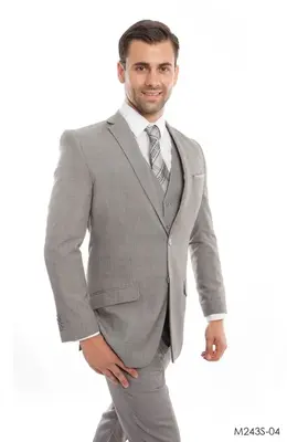 Tazio Men's 3-Piece Slim Fit Glen Plaid Suit