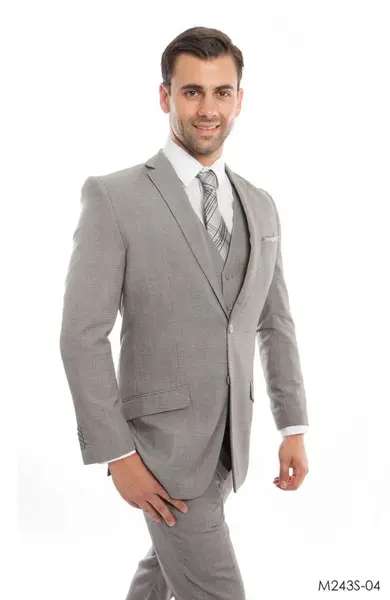 Tazio Men's 3-Piece Slim Fit Glen Plaid Suit