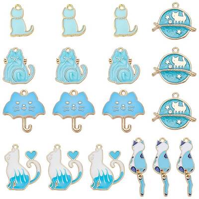 36Pcs 6 Styles Alloy Enamel Pendants