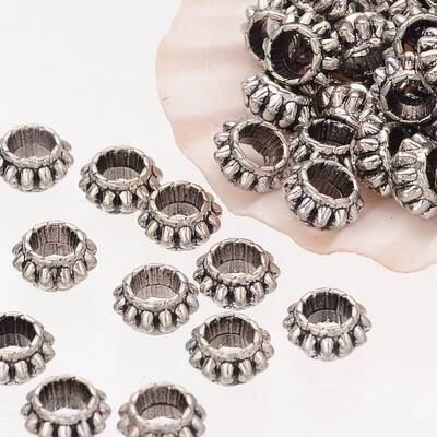 Rondelle Tibetan Style Alloy Spacer Beads