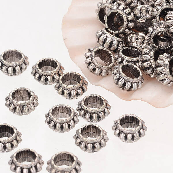 Rondelle Tibetan Style Alloy Spacer Beads