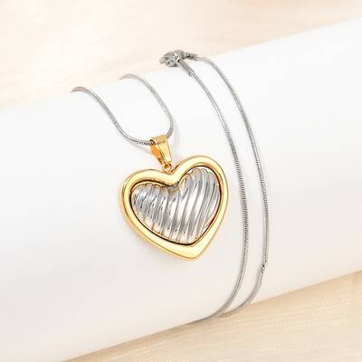 304 Stainless Steel Two Tone Pendant Necklaces for Women