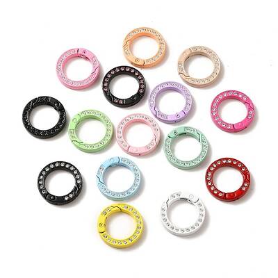 Spray Painted Alloy Crystal Rhinestone Spring Gate Rings