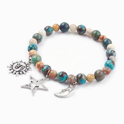 Natural Ocean Jasper & Crazy Agate Charm Bracelets