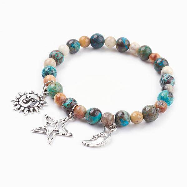 Natural Ocean Jasper & Crazy Agate Charm Bracelets