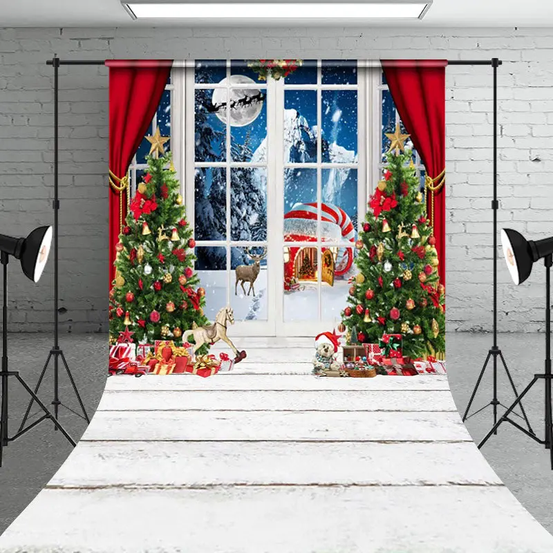 Aperturee Winter Night Xmas Moonlight Indoor Holiday Backdrop - Aperturee