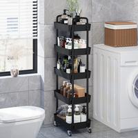 UDEAR 5-Tier Rolling Utility Cart,with Handle and Lockable Wheels  for Room,Office,Kitchen,Bathroom