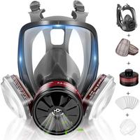 Masks Survival Nuclear and Chemical, Full Face Gas Mask with Activated Carbon Filter professional knee pad Safety Constructio...