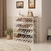 Metal Shoe Rack Organizer, 5 Tier with MDF Top Board Shoe Shelf Storage Organizer, for Entryway, Hallway, and Closet Organize...