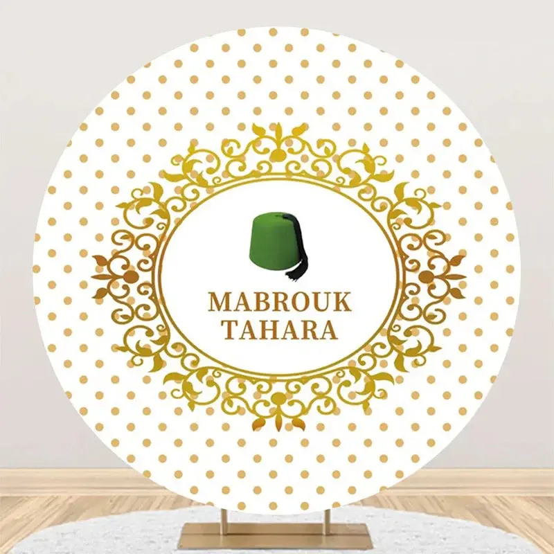 Green Hat Mabrouk Tahara White Gold Round Backdrop