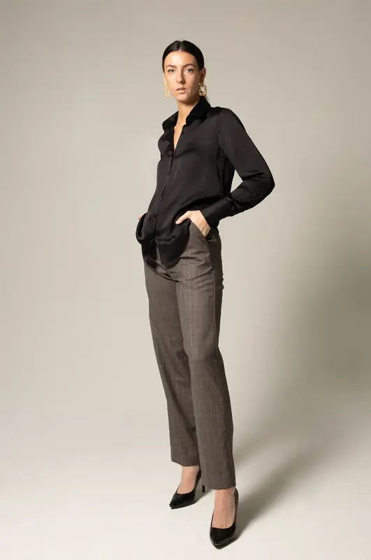 Women's Straight-Leg Wool Pants | Size: M | Color: brown