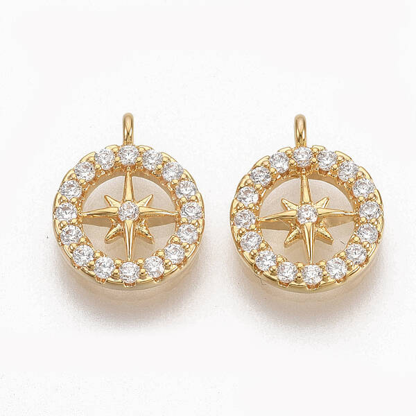 Brass Micro Pave Clear Cubic Zirconia Charms