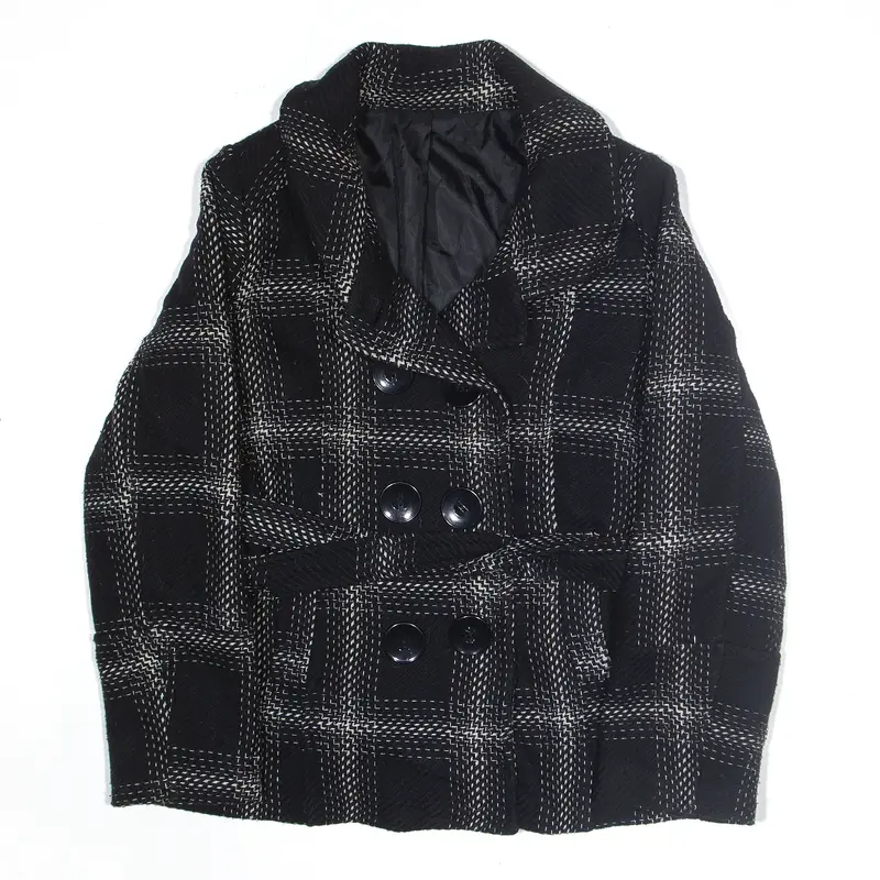 Wool Blend Jacket Black Check Womens L