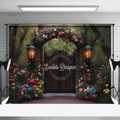 Aperturee Natural Garden Forest Floral Gate Wedding Backdrop, 3X2FT(1MX0.6M), 14 USD, wedding backdrops, ENHD2J16-M