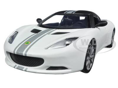 Lotus Evora S Matt White with Black Top and Gray Stripes \