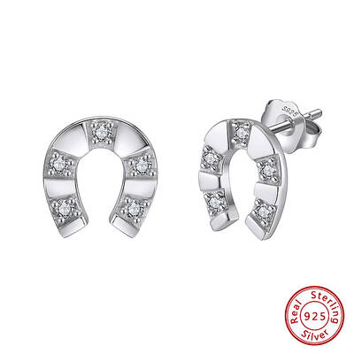 925 Sterling Silver U-Shaped Stud Earrings