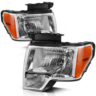YITAMOTOR® 2009-2014 Ford F150 Pickup OE Headlamp Chrome Housing Clear Lens Headlight Assembly